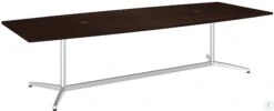 Mocha Cherry Boat Top Conference Table With Metal Base