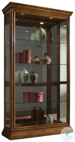 20544 Warm Oak Two Way Sliding Door Curio Cabinet
