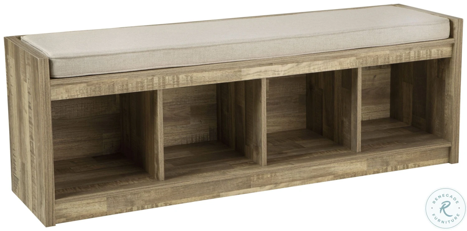 Gerdanet Beige And Light Brown Large Storage Bench