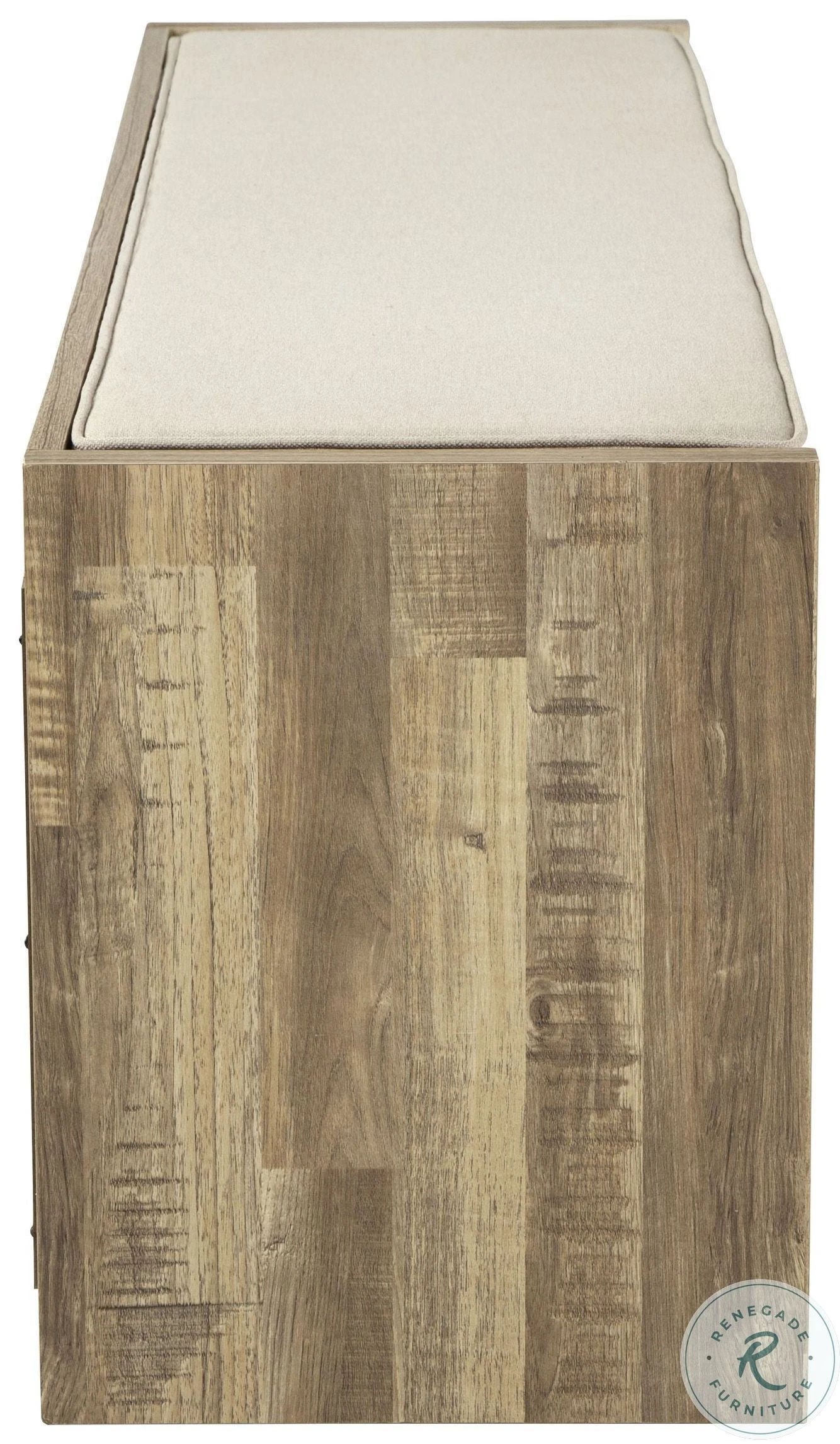 Gerdanet Beige And Light Brown Large Storage Bench - Image 2