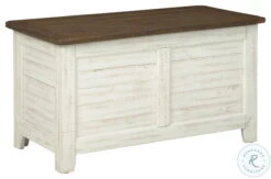 Dashbury Antique White And Brown Storage Trunk
