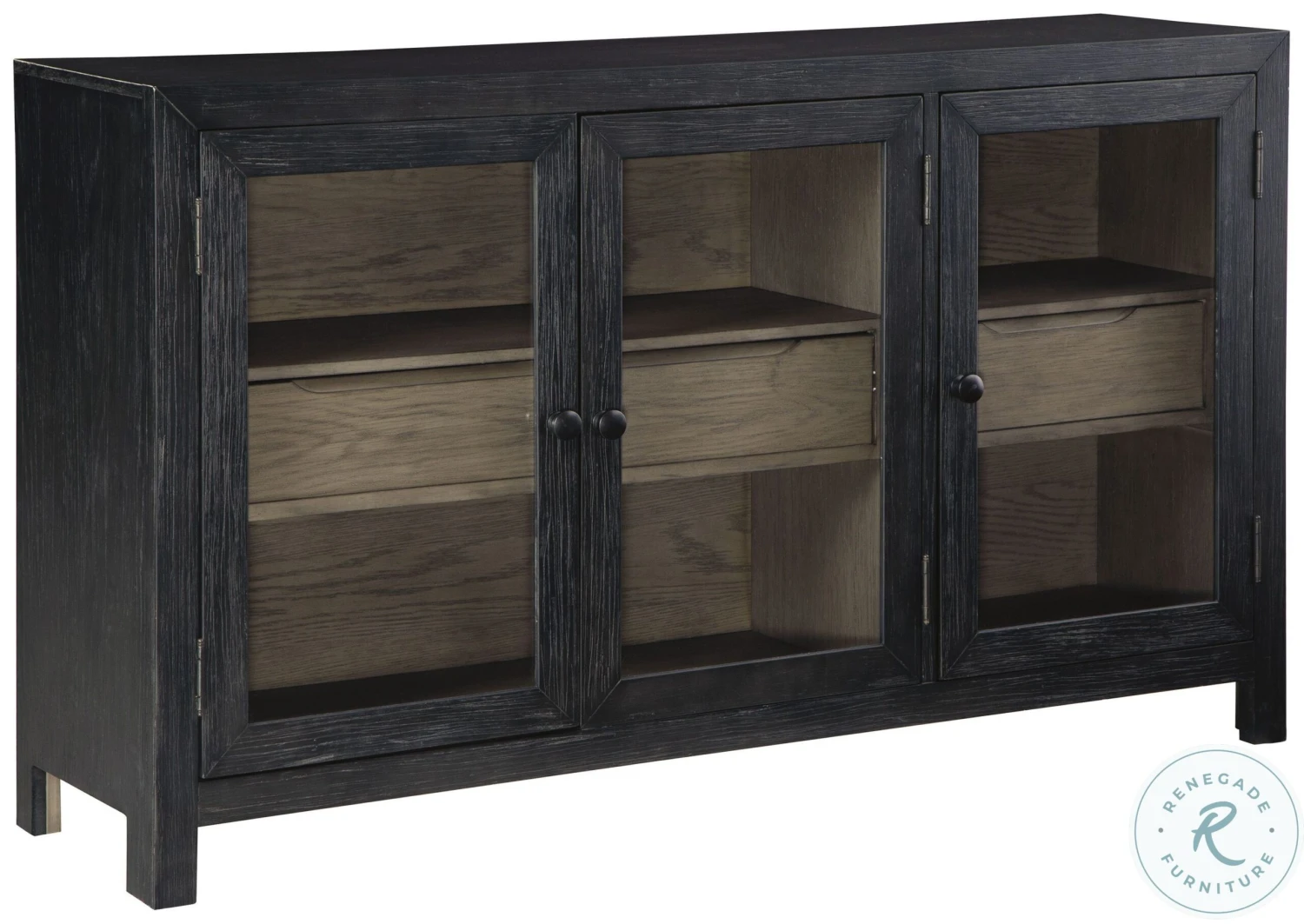 Lenston Black And Warm Gray Short Accent Cabinet