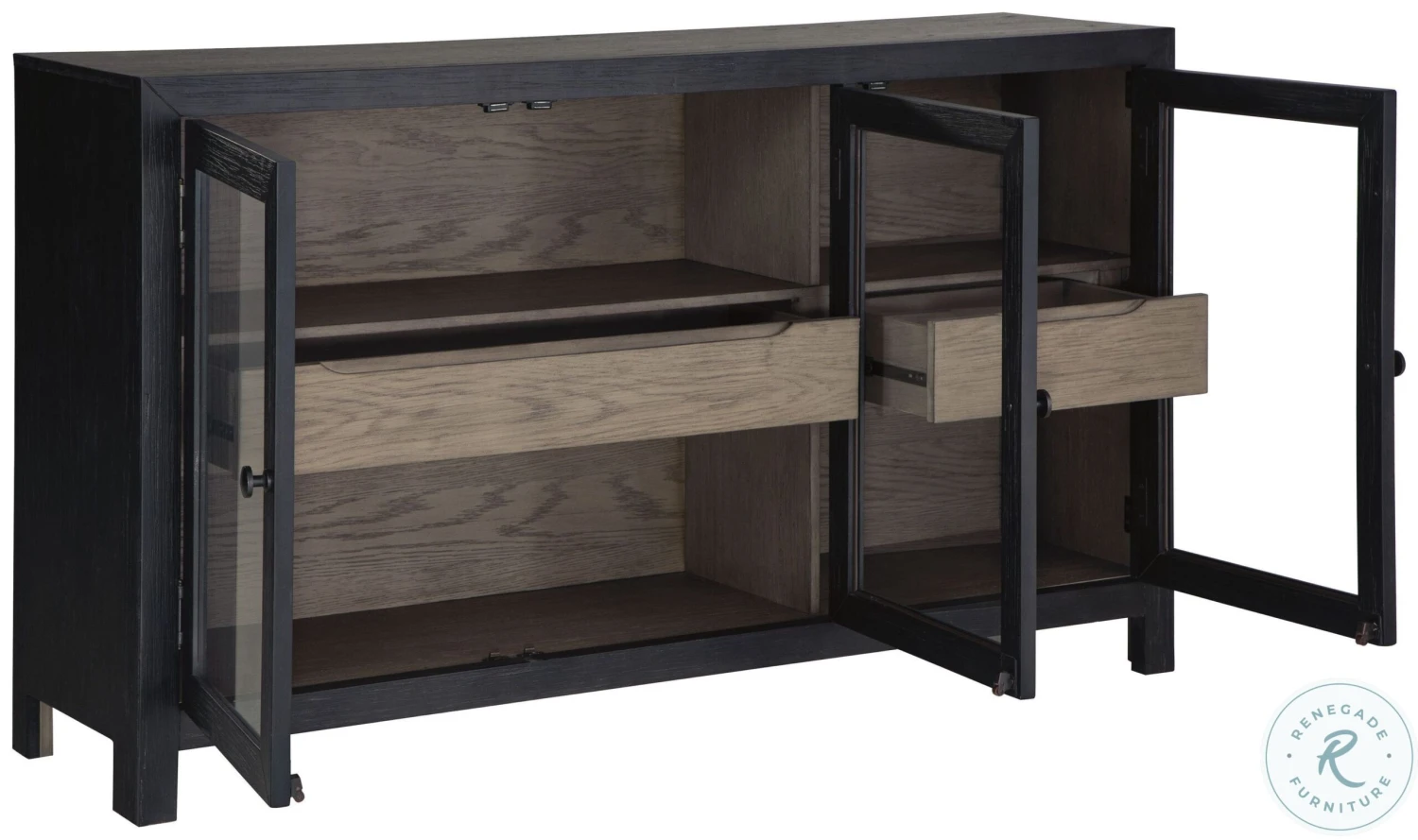 Lenston Black And Warm Gray Short Accent Cabinet - Image 2