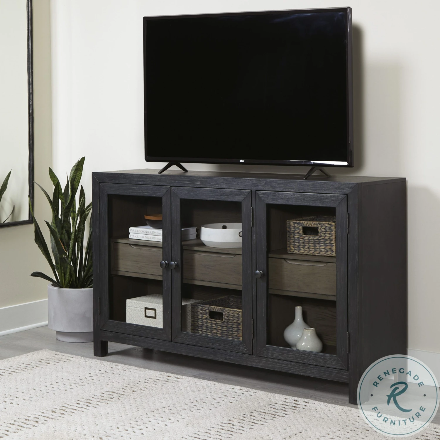 Lenston Black And Warm Gray Short Accent Cabinet - Image 7