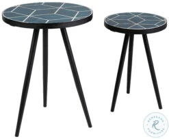 Clairbelle Teal Glaze Accent Table Set Of 2