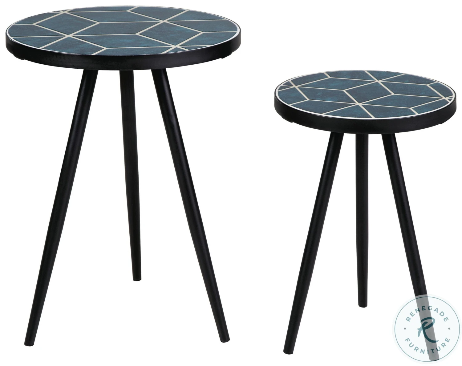 Clairbelle Teal Glaze Accent Table Set Of 2 - Image 2