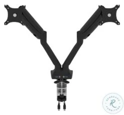 Universel Black Dual Monitor Arm With Pistons
