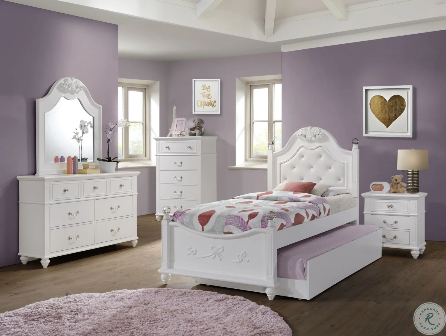 Annie White Twin Upholstered Poster Bed With Storage Trundle - Image 2