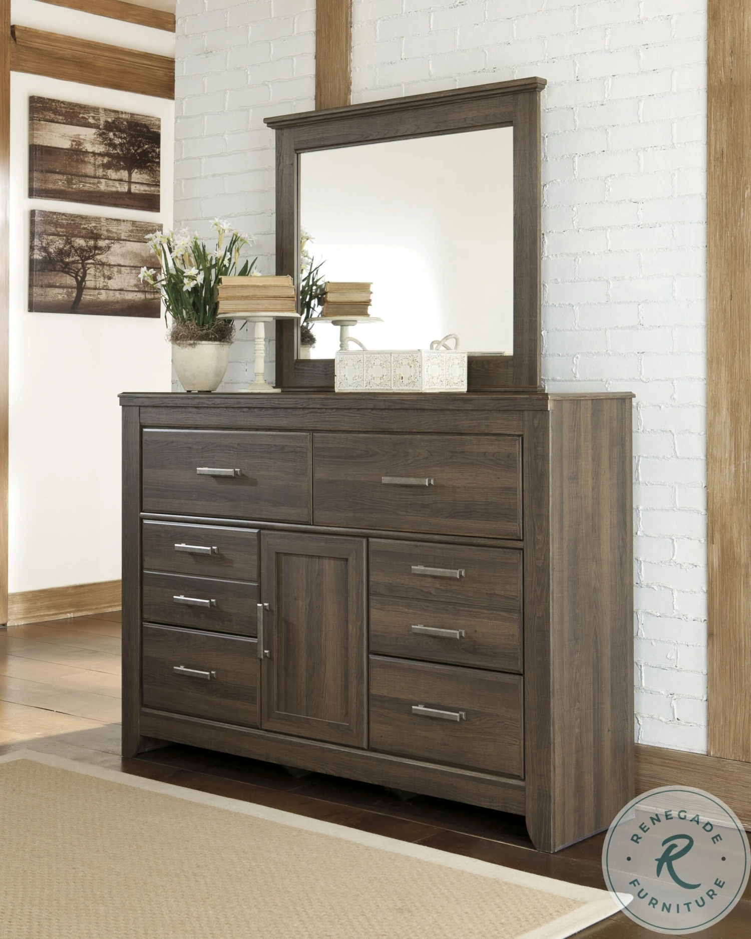 Juararo Dark Brown Bedroom Mirror - Image 4
