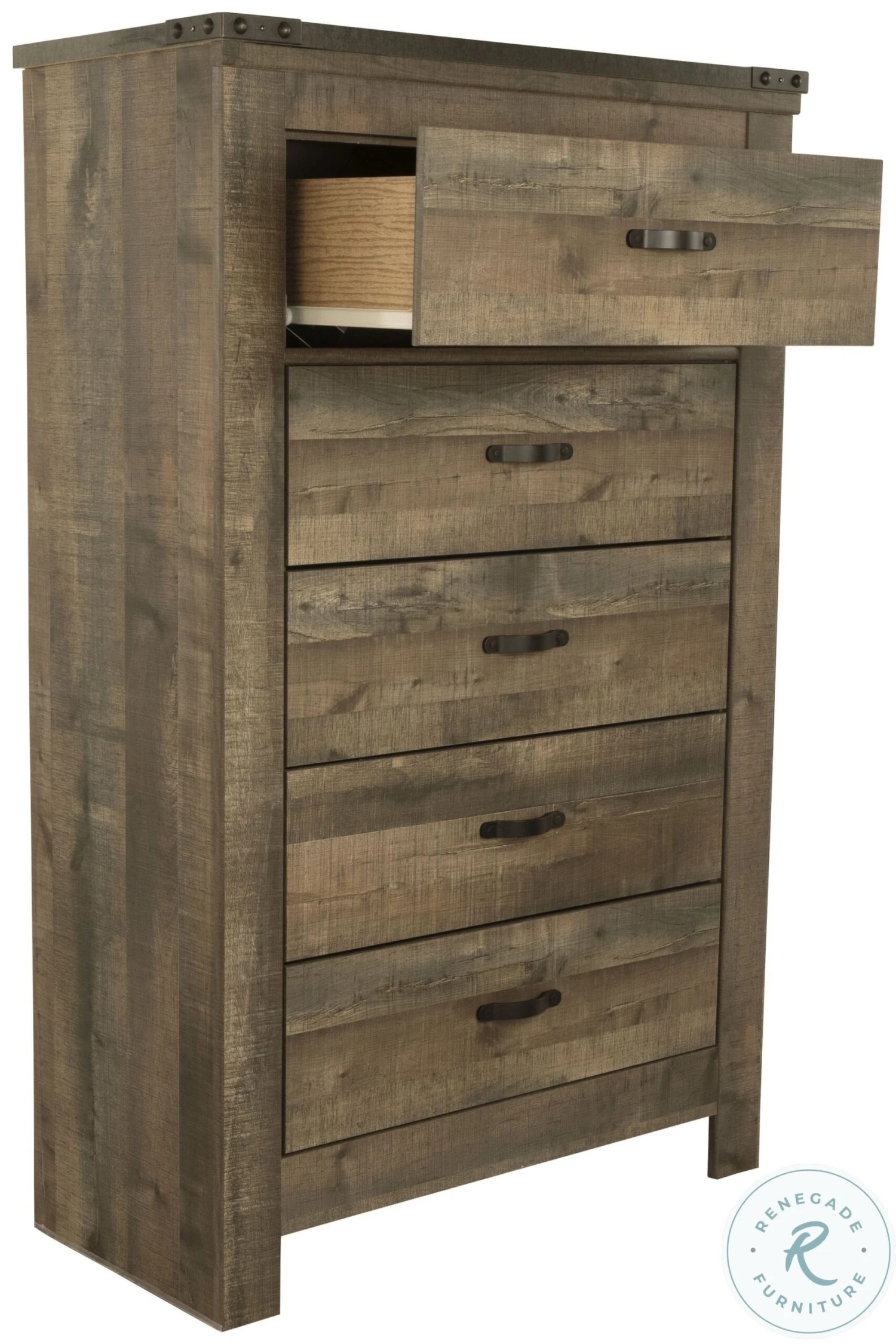 Trinell Brown Five Drawer Chest - Image 5