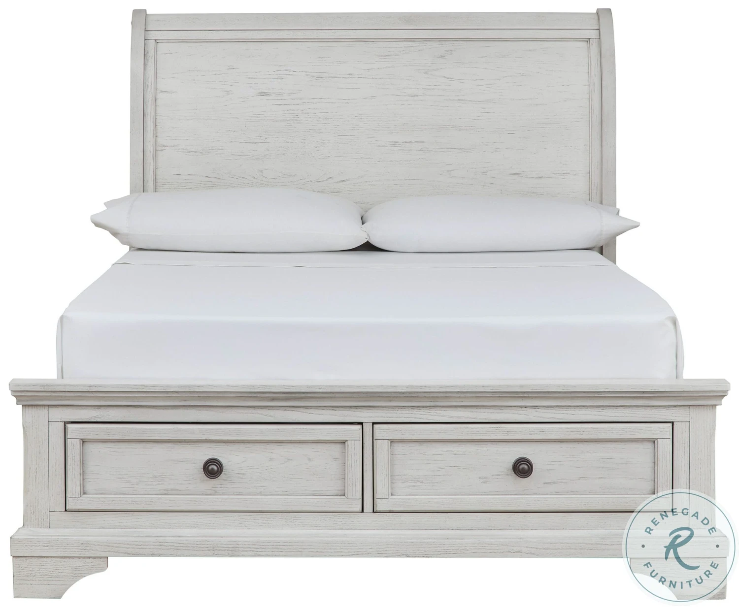 Robbinsdale Antique White Full Sleigh Storage Bed - Image 4