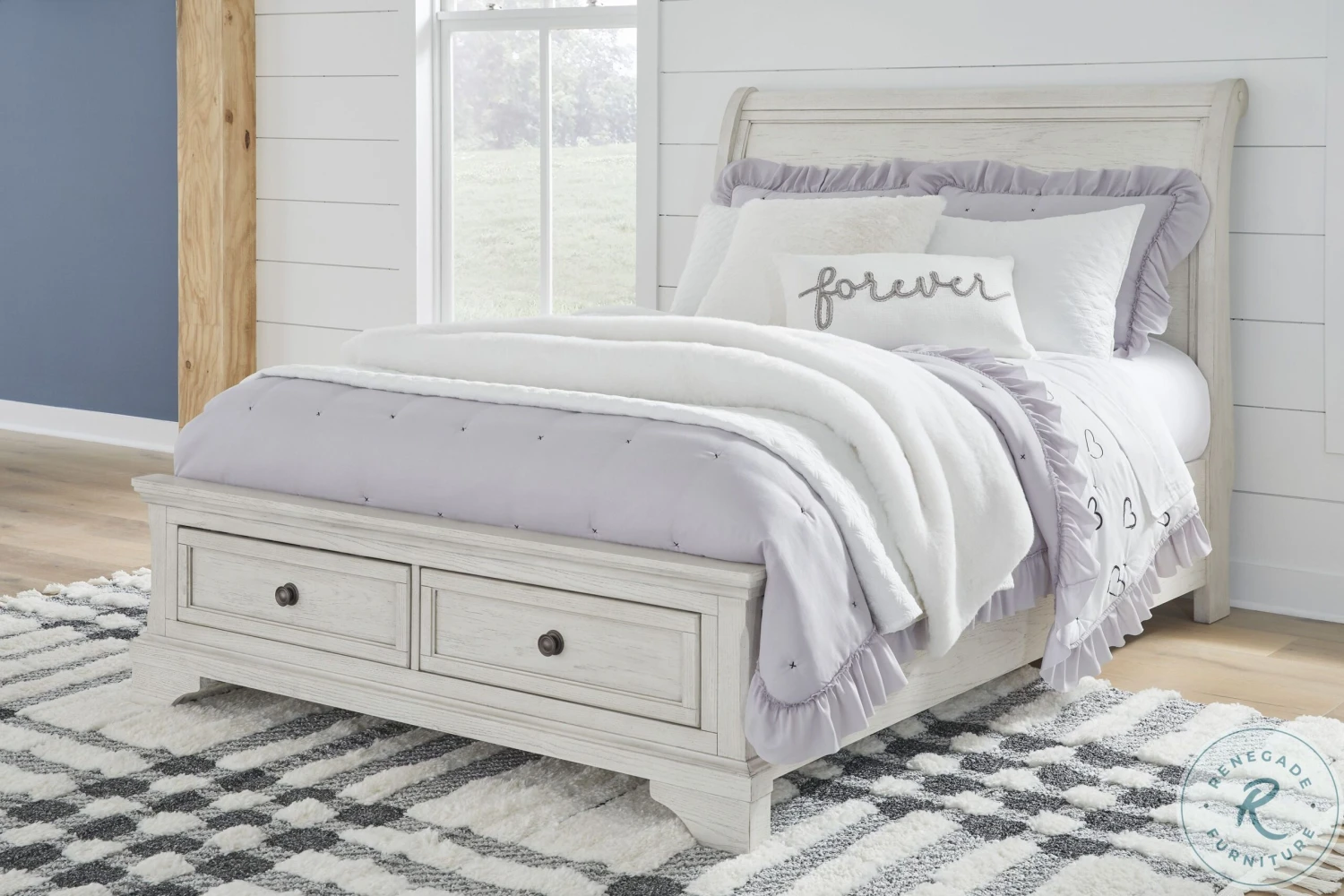 Robbinsdale Antique White Full Sleigh Storage Bed - Image 8