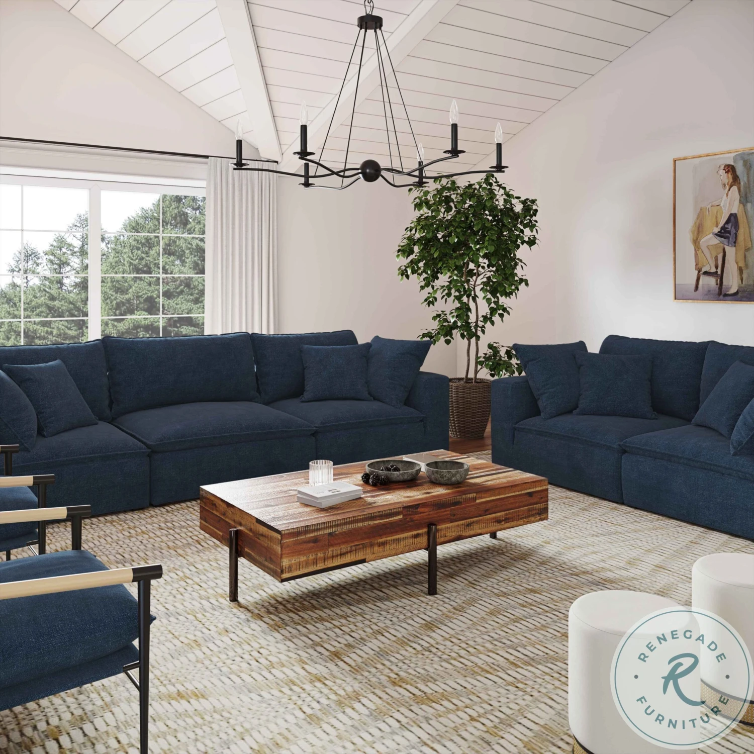 Cali Navy Modular Loveseat - Image 2
