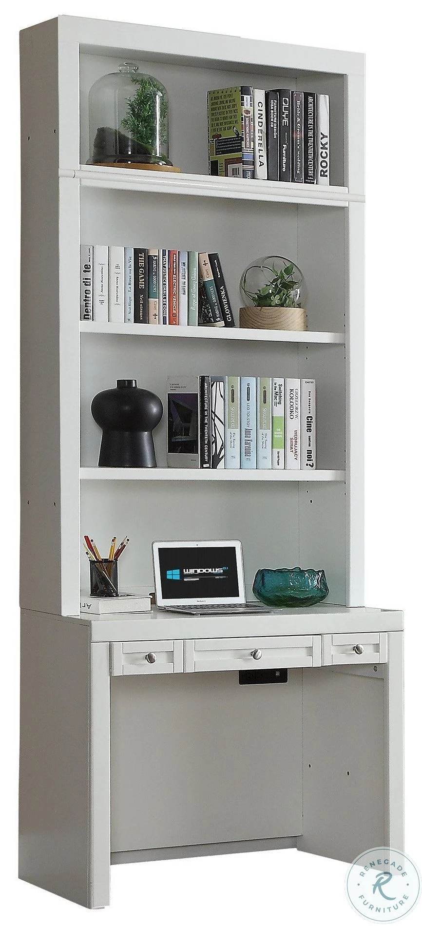 Catalina Cottage White 2 Piece 40" Library Desk With Hutch