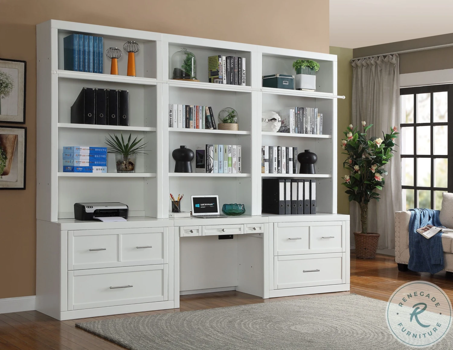 Catalina Cottage White 2 Piece 40" Library Desk With Hutch - Image 8