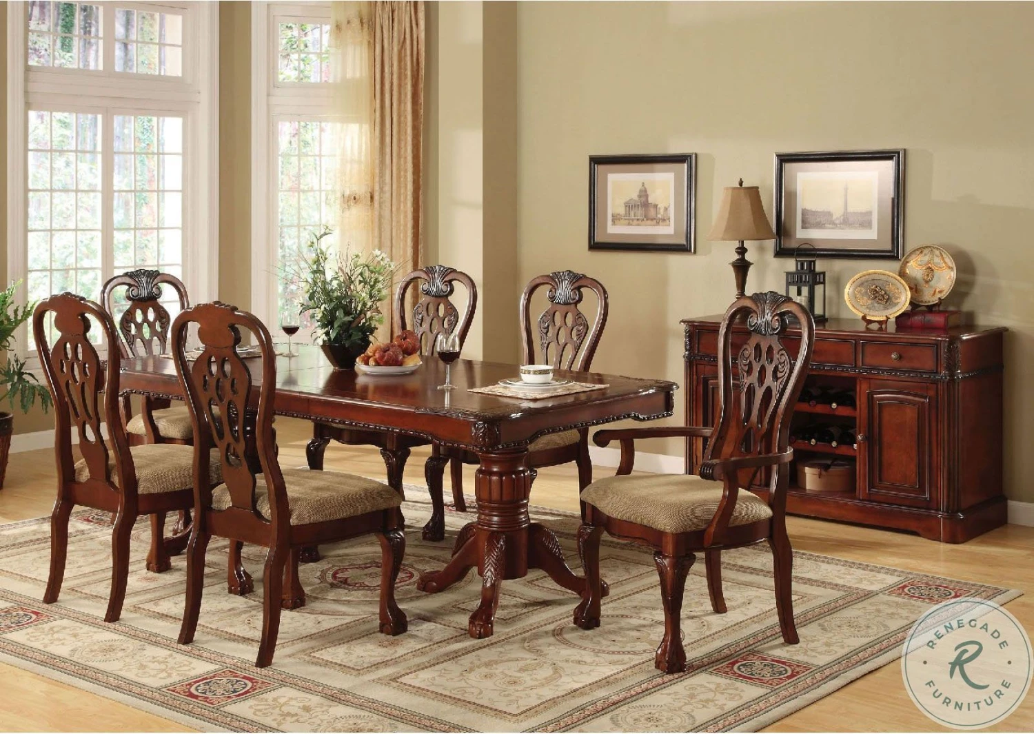 George Town Rectangular Double Pedestal Extendable Dining Table - Image 3