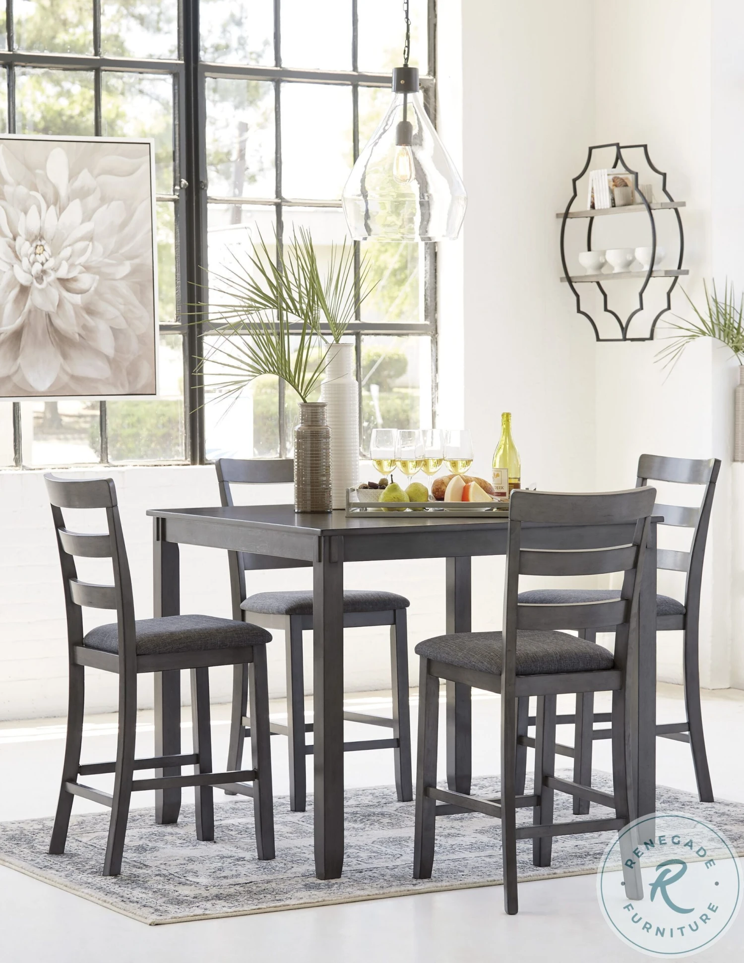 Bridson Gray 5 Piece Counter Height Dining Room Set
