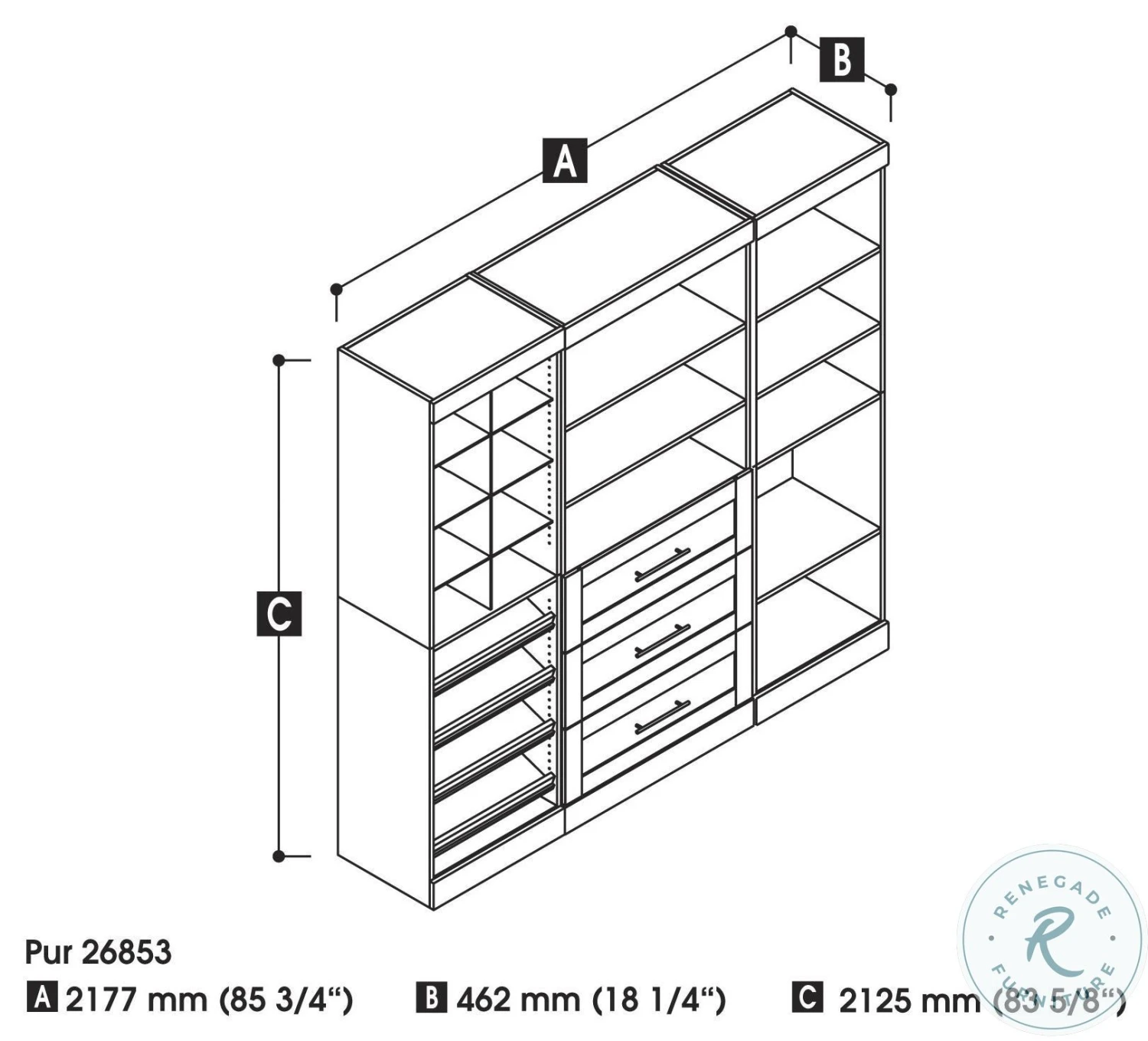 Pur Rustic Brown 86" Closet Organizer With Storage Cubbies - Image 3