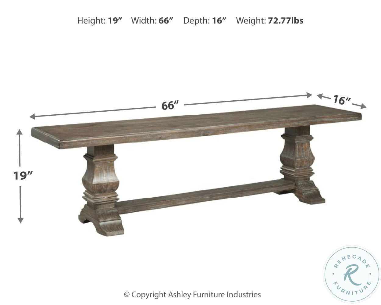 Wyndahl Rustic Brown Bench - Image 3