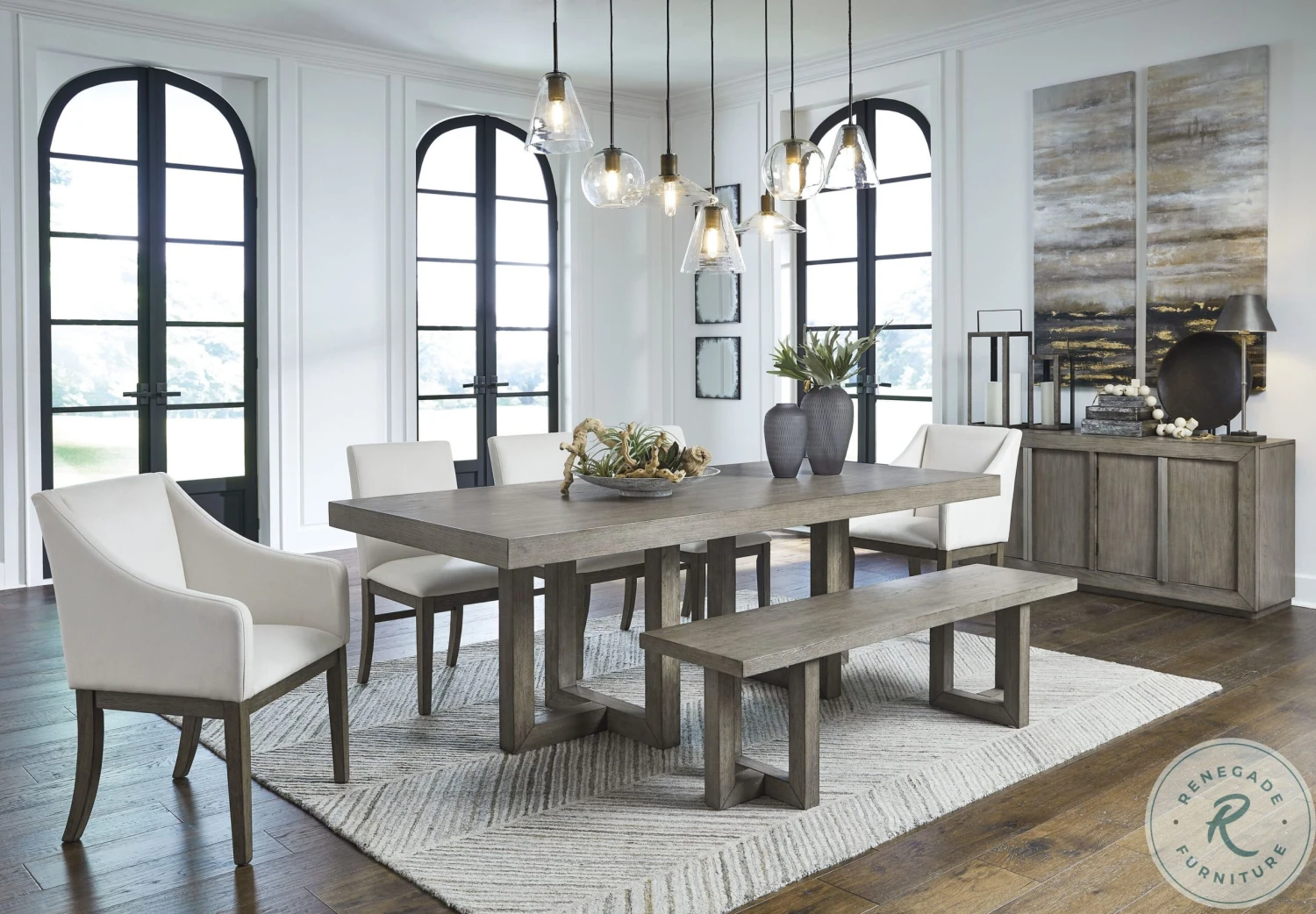 Anibecca Grey Dining Bench - Image 5