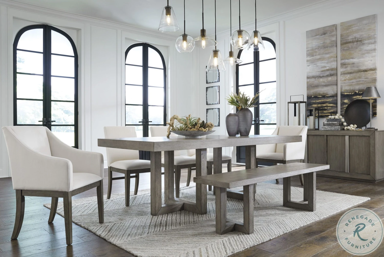 Anibecca Grey Dining Bench - Image 3