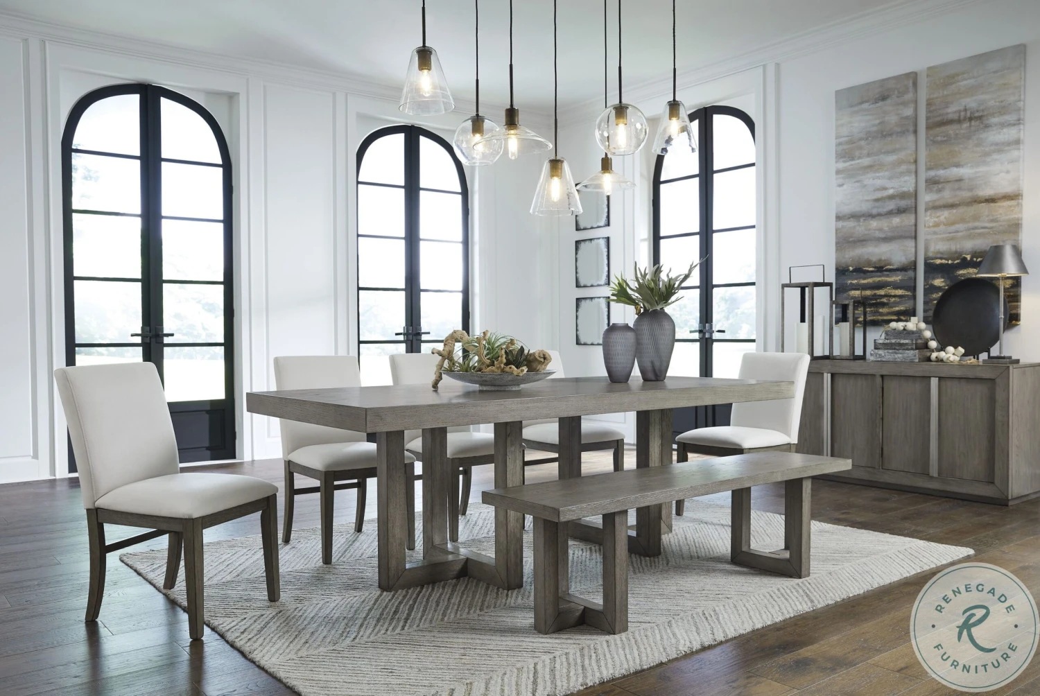 Anibecca Grey Dining Bench - Image 6