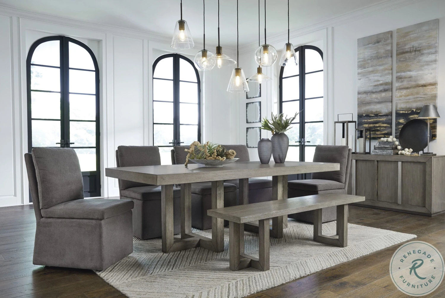 Anibecca Grey Dining Bench - Image 9