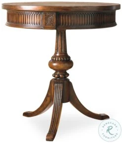 500-50-828 Walnut Round Pedestal Accent Table