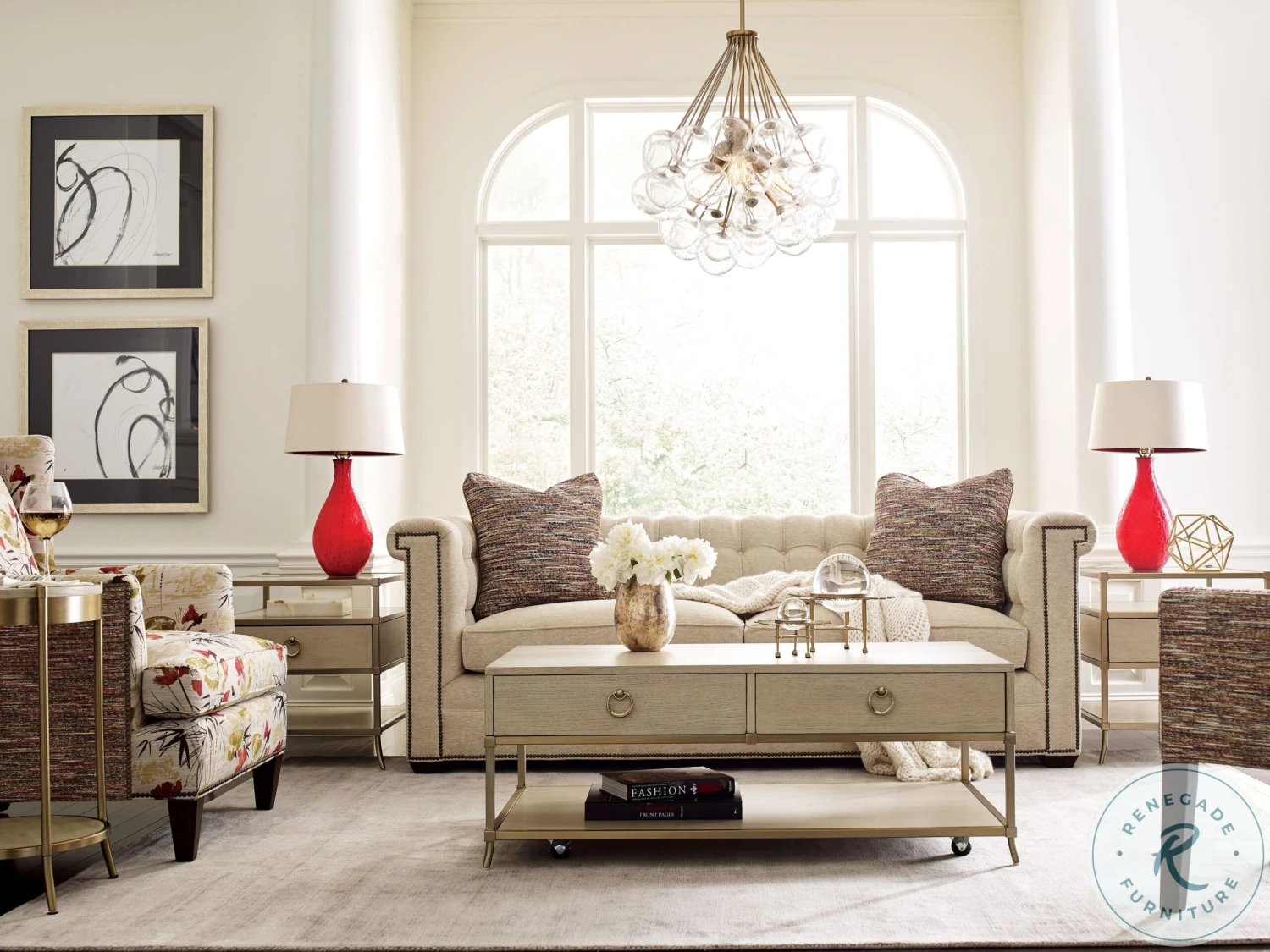 Lenox Capri Alabaster And Brassy Champagne Console Table - Image 4