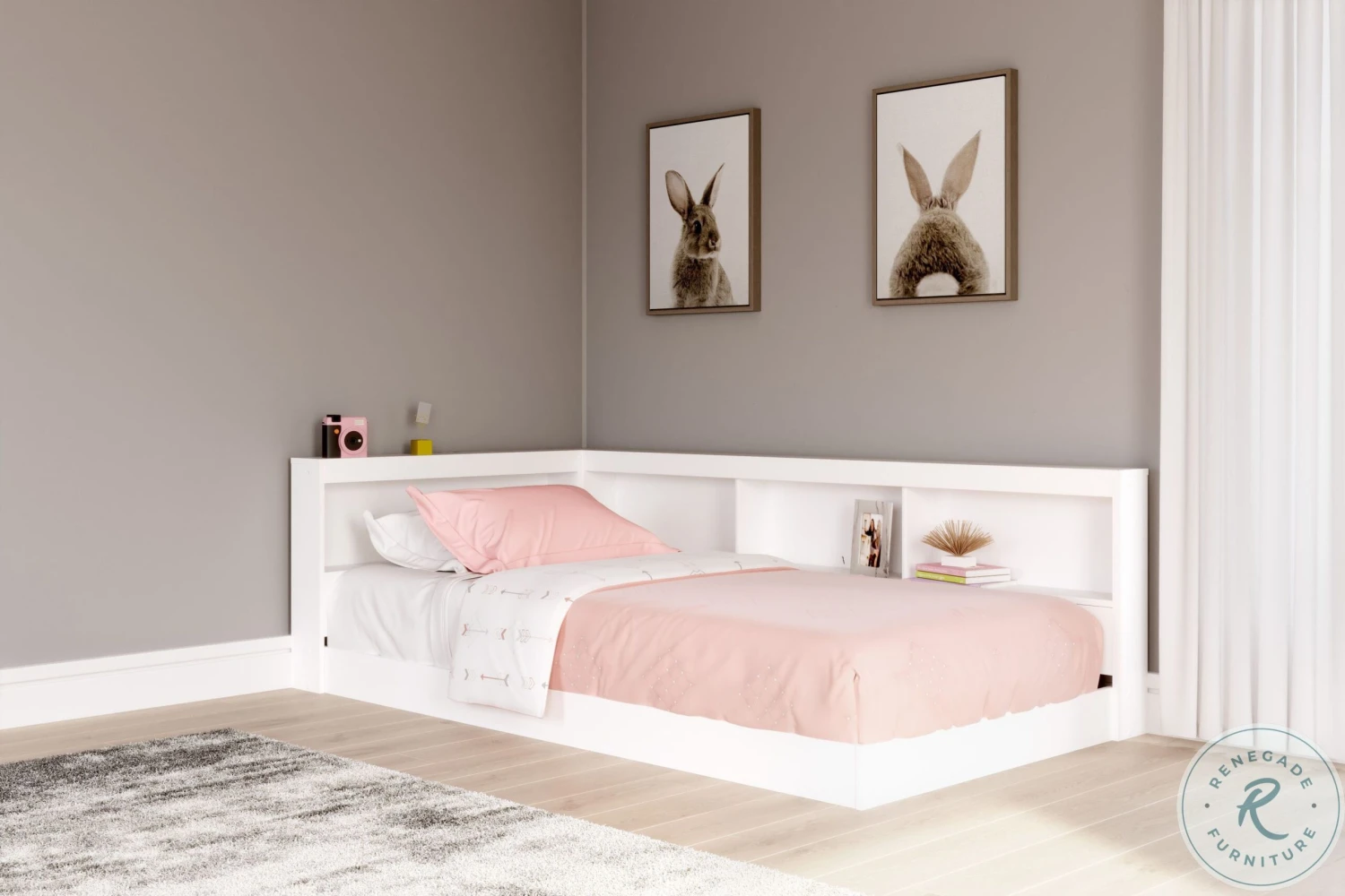 Piperton White Twin Bookcase Storage Bed - Image 9