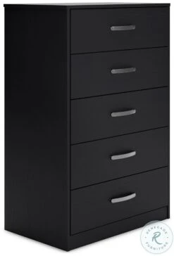 Finch Black Five Drawer Chest
