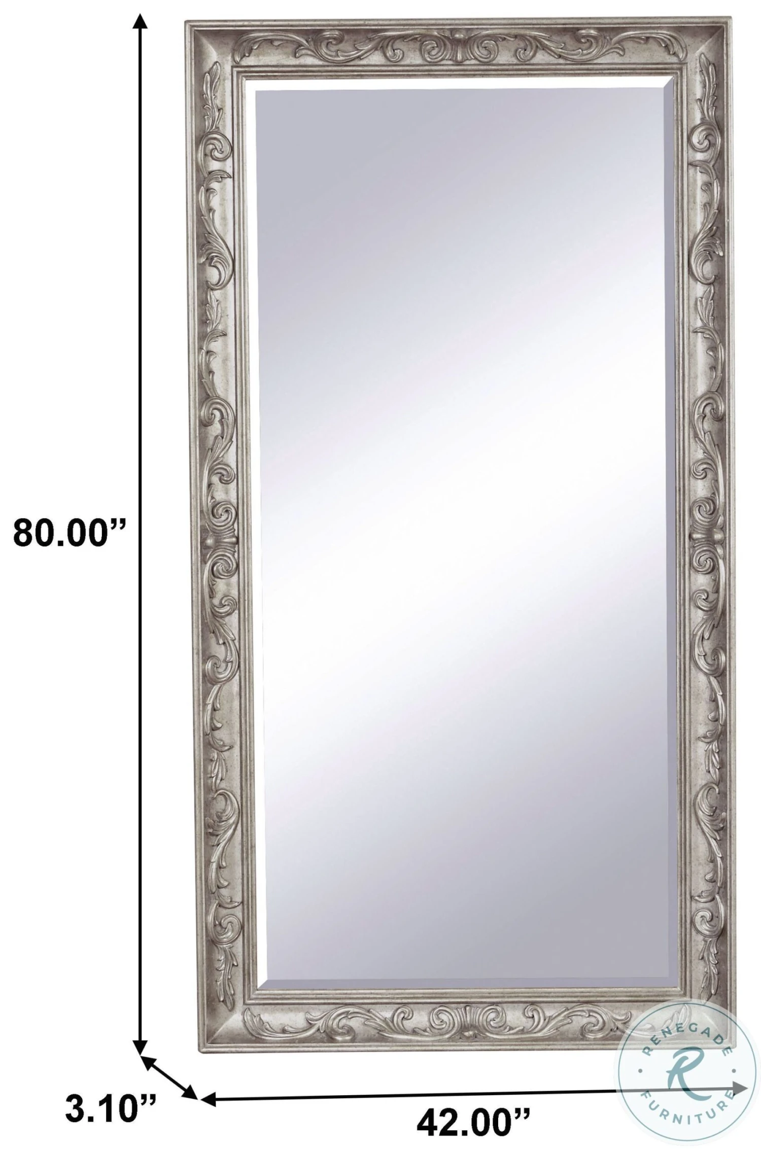 Rhianna Aged Silver Patina Floor Mirror - Image 3