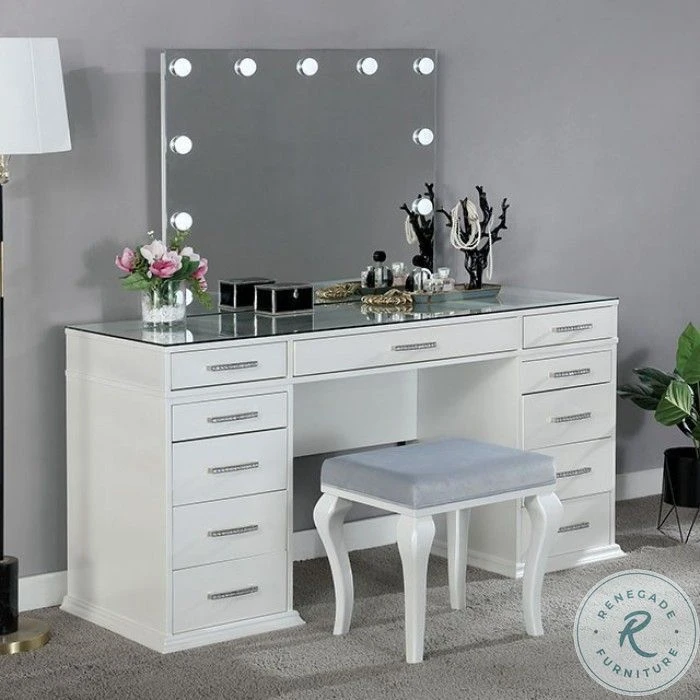 Valentina Luminous White Vanity Set