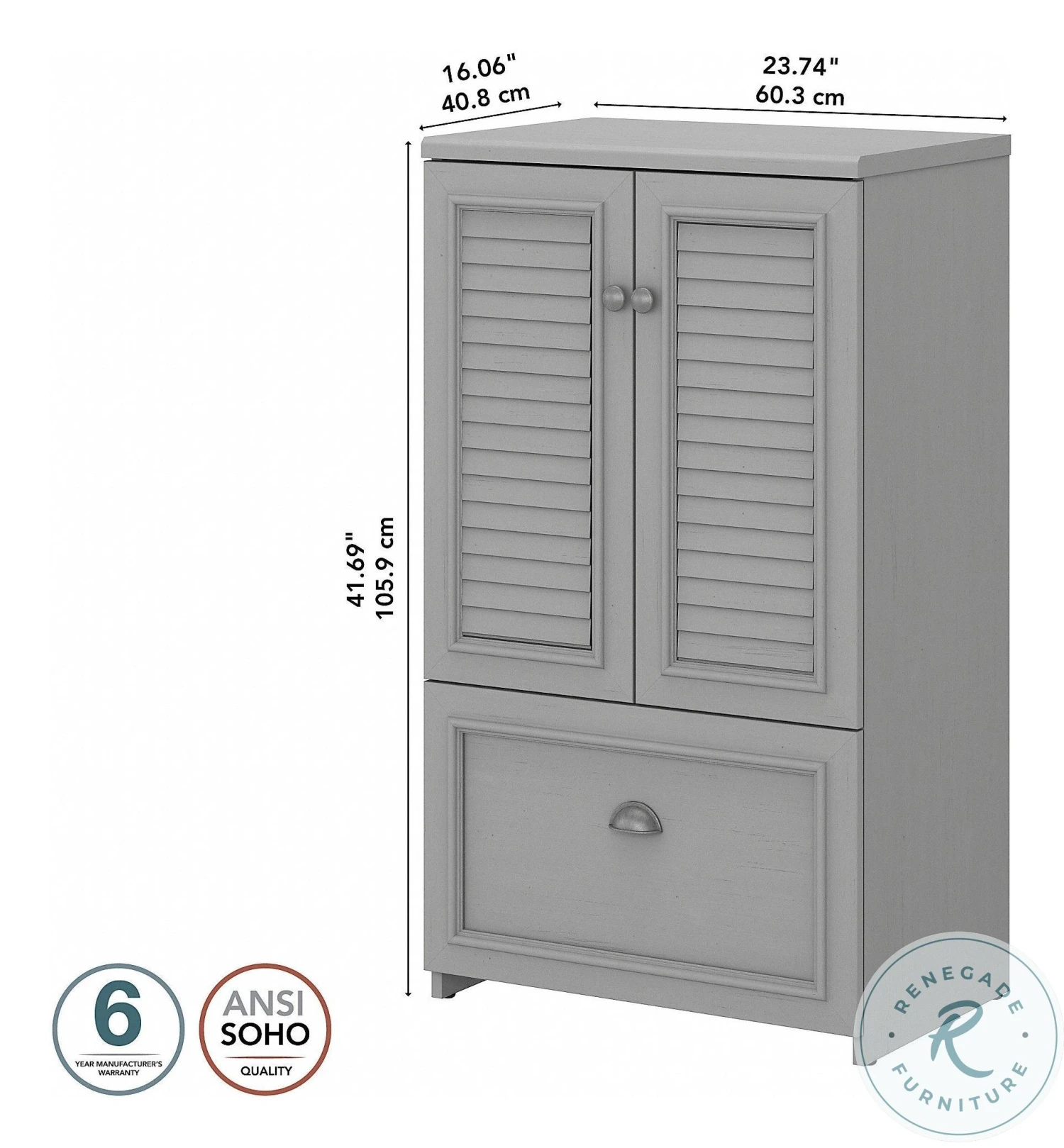 Fairview Cape Cod Gray Storage Shoe Cabinet With Doors - Image 2