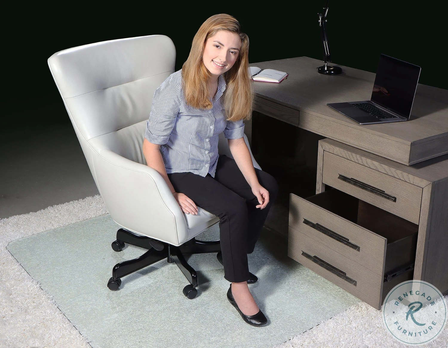 GCM-4553 Clear Glass 45" Chair Mat - Image 2