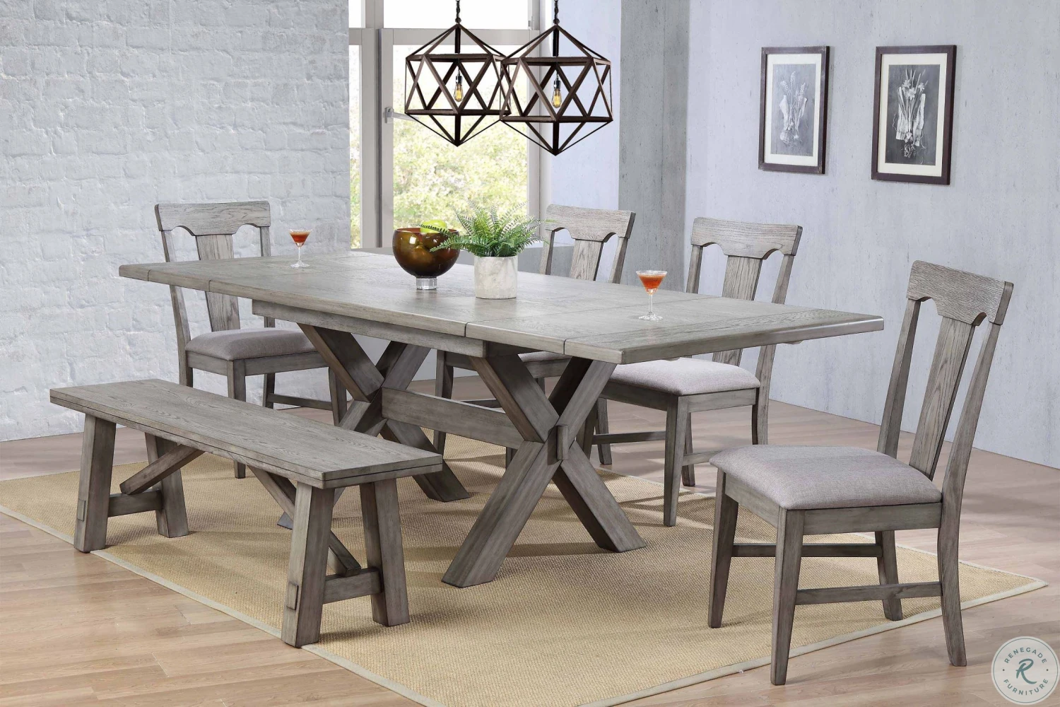 Graystone Burnished Gray Backless Dining Bench - Image 2