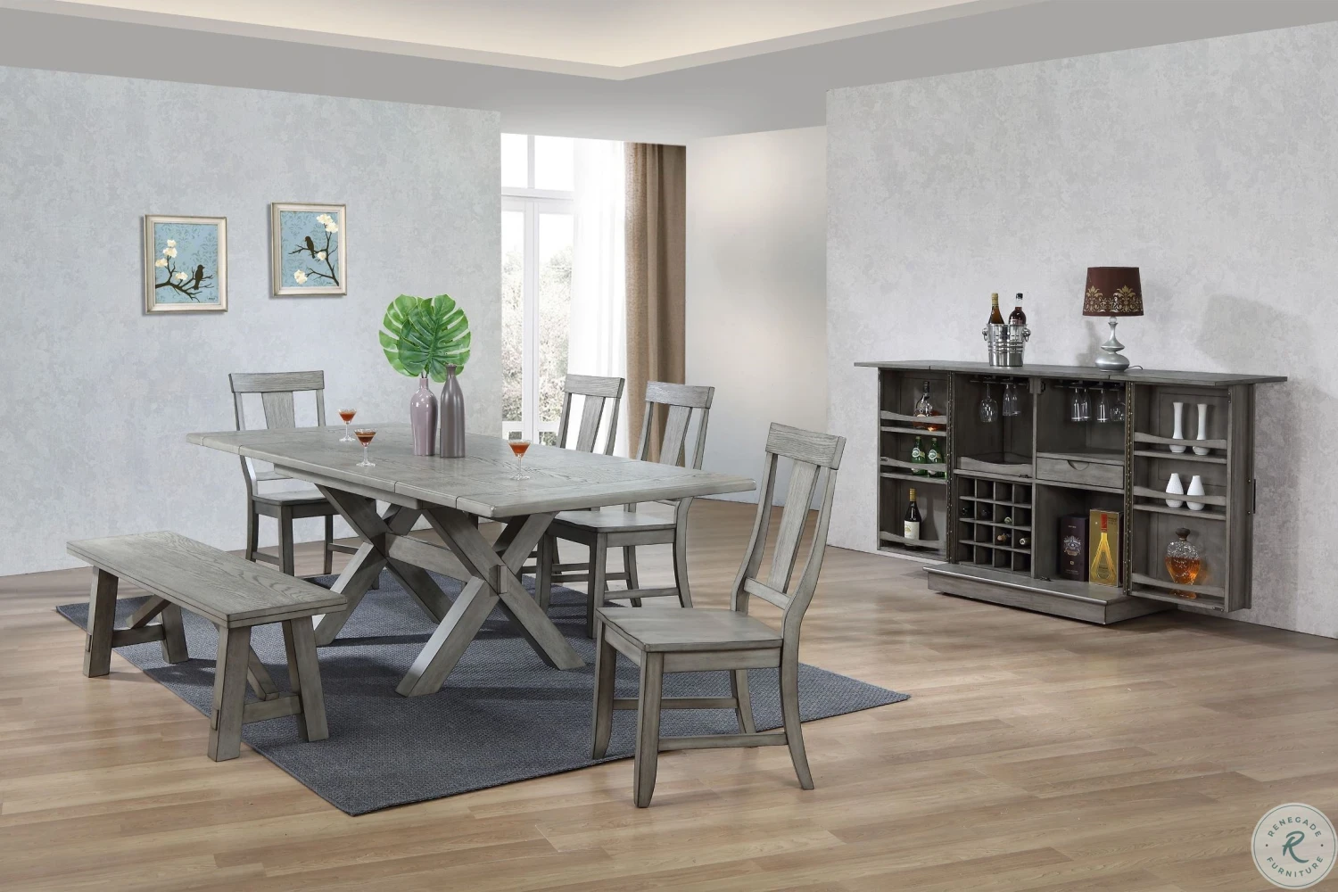 Graystone Burnished Gray Backless Dining Bench - Image 3