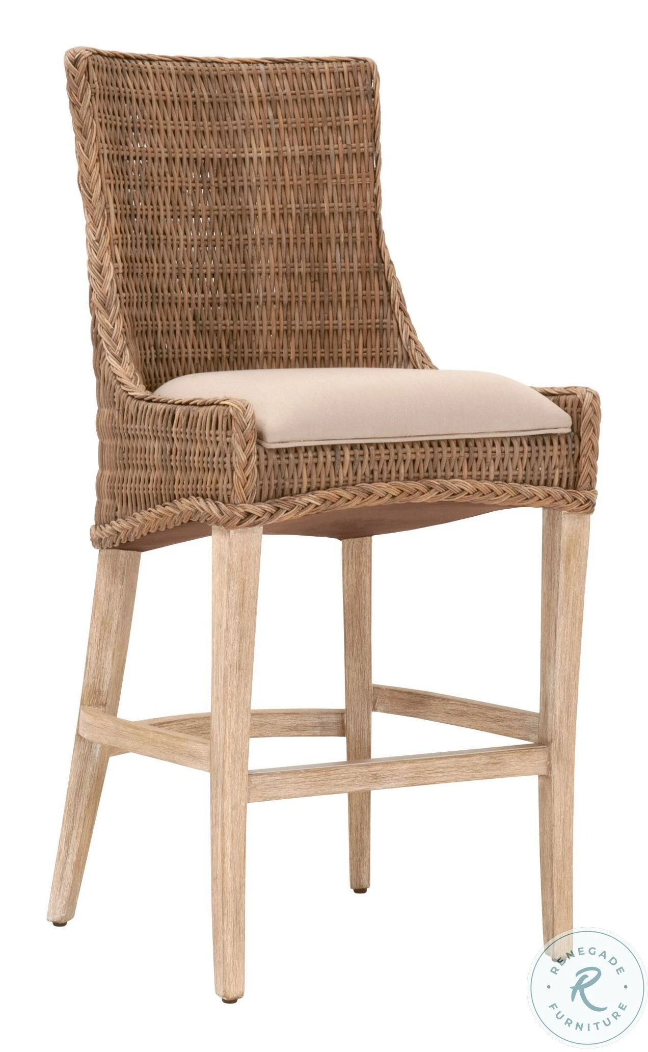 Woven Gray Kubu And Natural Greco Outdoor Bar Stool Set Of 2 - Image 2