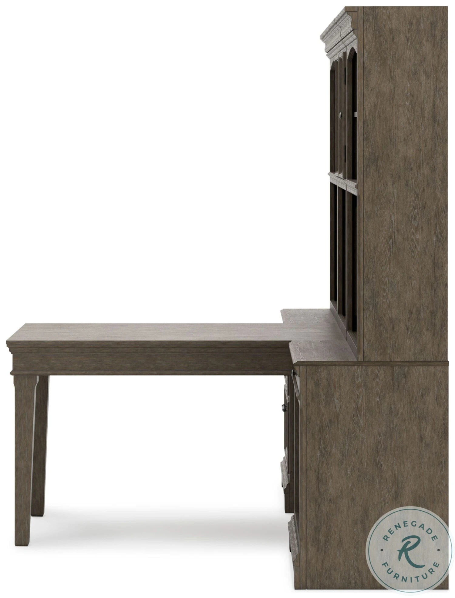Janismore Weathered Grey Desk With Double Bookcase And Hutch - Image 7