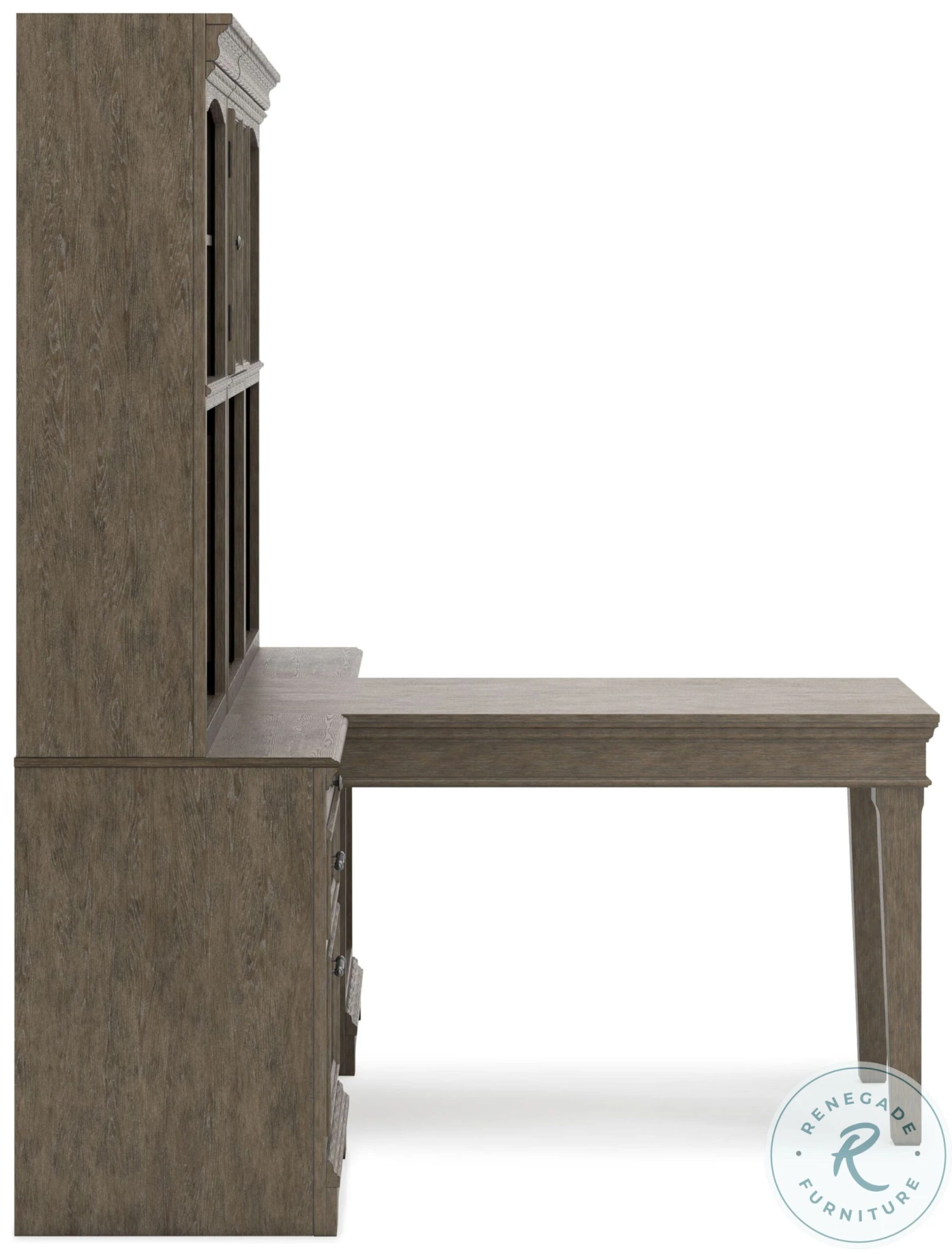 Janismore Weathered Grey Desk With Double Bookcase And Hutch - Image 6