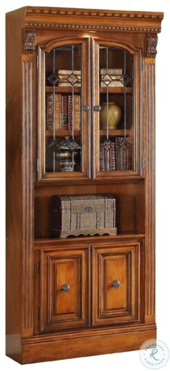 Hayes Antique Vintage Pecan 32" Glass Door Cabinet