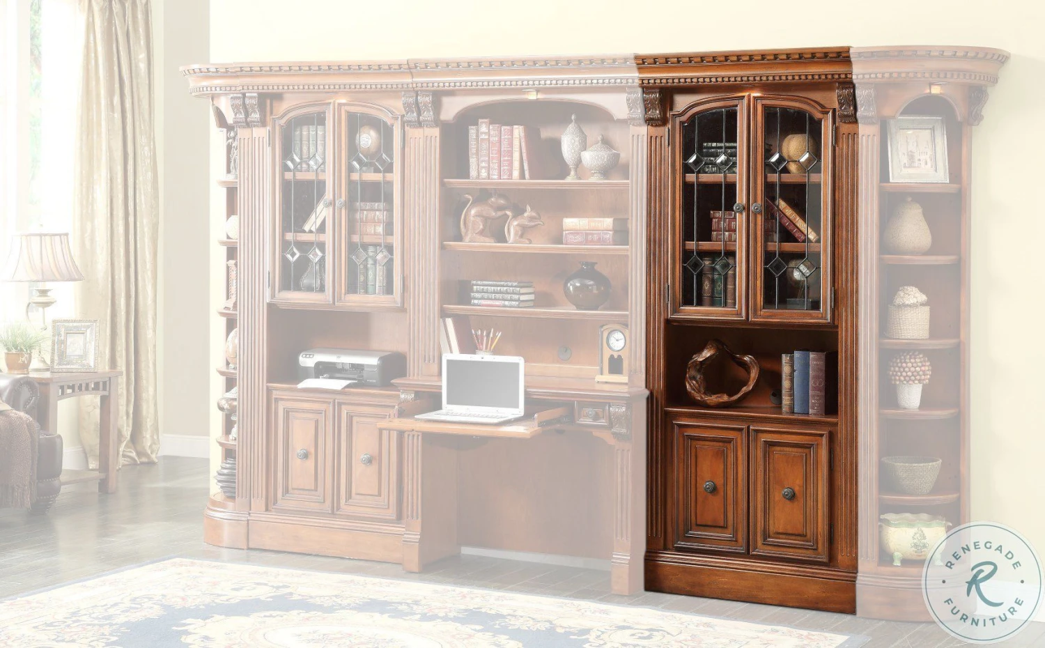 Hayes Antique Vintage Pecan 32" Glass Door Cabinet - Image 5