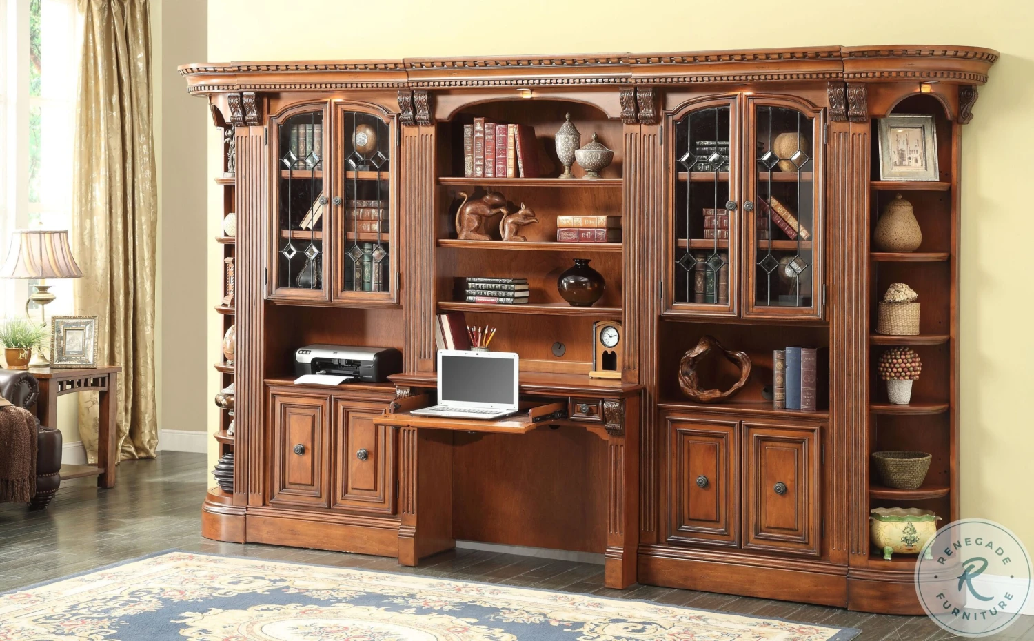 Hayes Antique Vintage Pecan 32" Glass Door Cabinet - Image 9