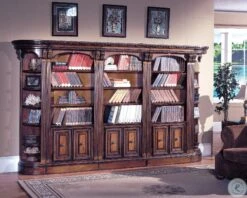 Huntington Antique Vintage Pecan 5 Piece Small Library Wall