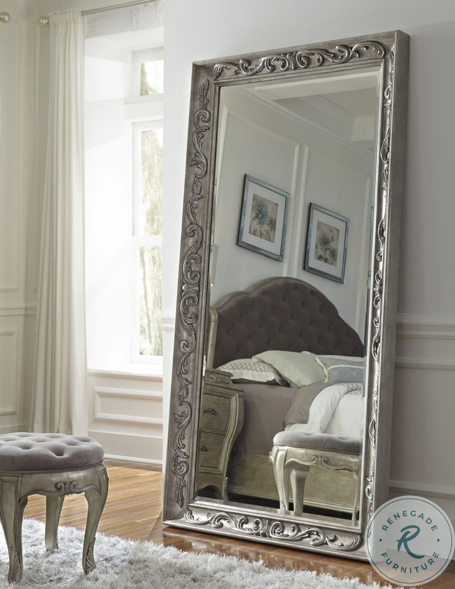 Rhianna Aged Silver Patina Floor Mirror - Image 2