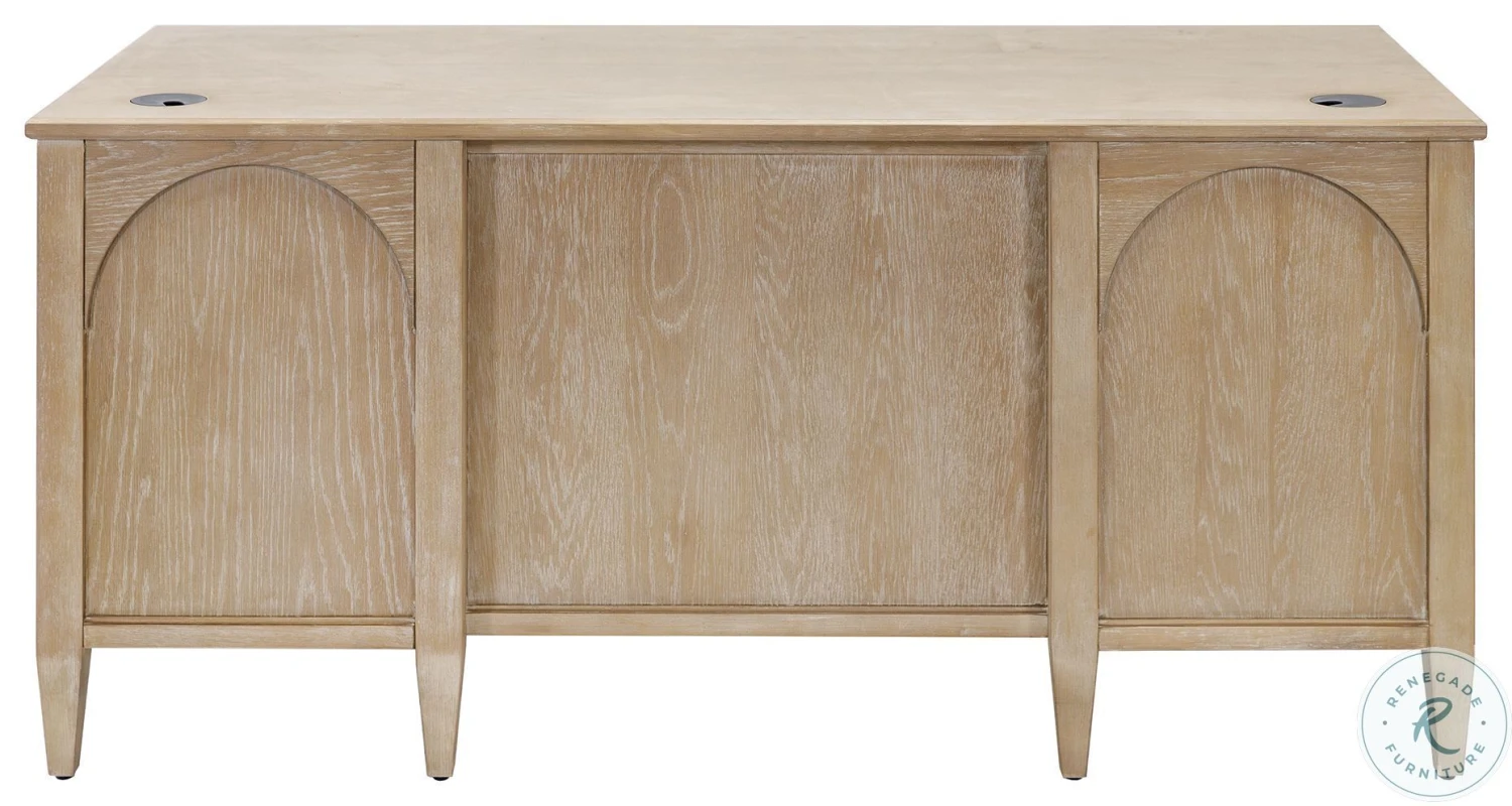 Laurel Unique Natural Double Pedestal Home Office Set - Image 8