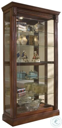 20485 Rich Cherry Two Way Sliding Door Curio Cabinet