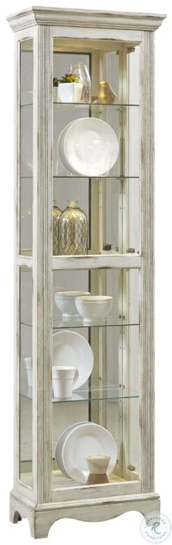 P021595 Distressed White Paint Display Cabinet