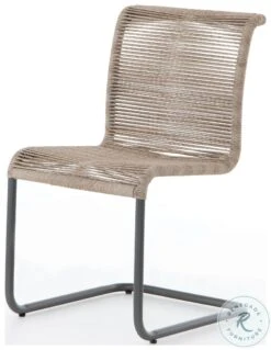 Grover Gunmetal And Vintage White Outdoor Dining Chair