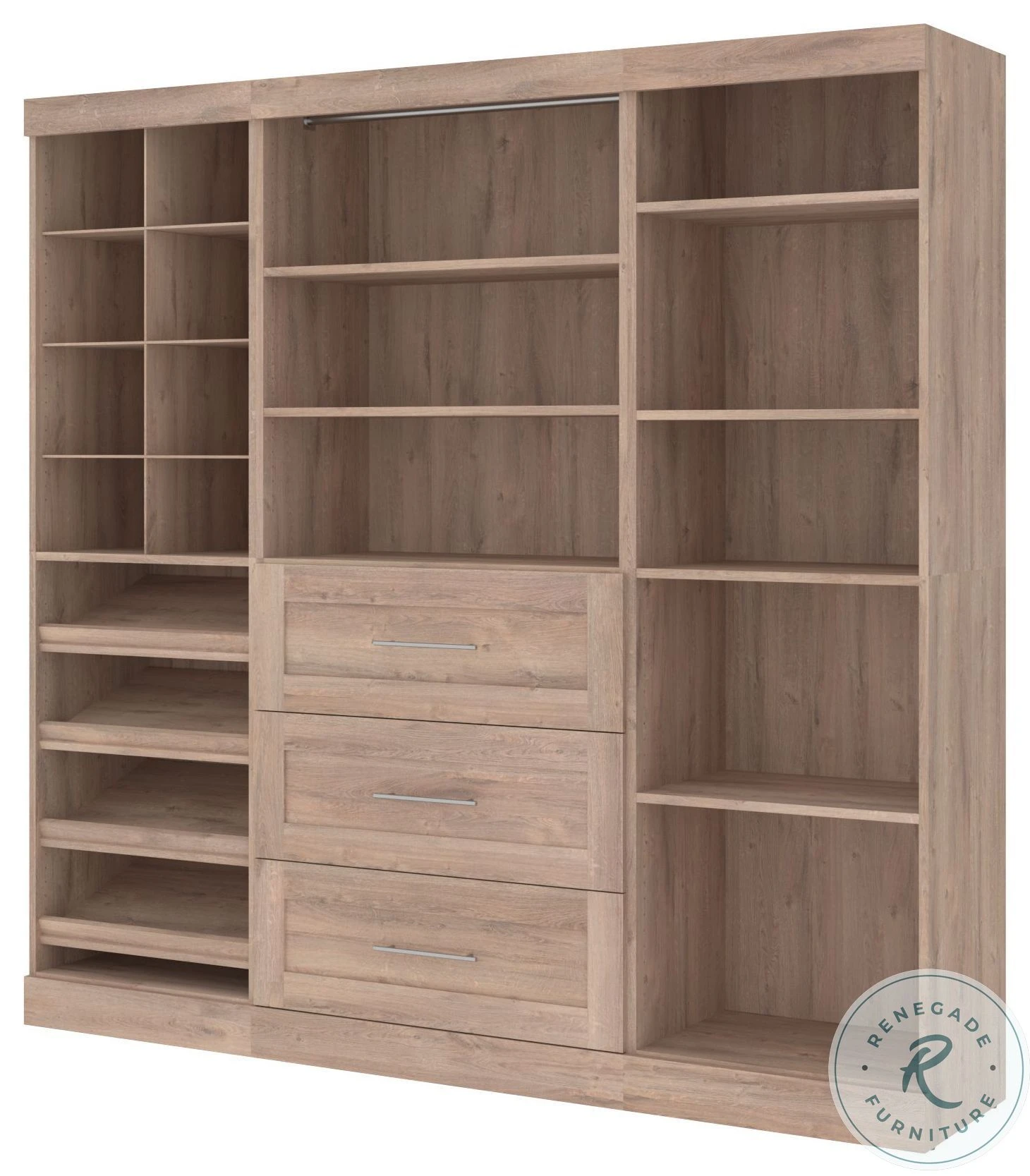 Pur Rustic Brown 86" Closet Organizer With Storage Cubbies